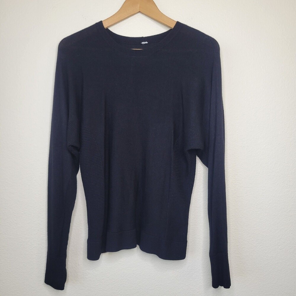 LULULEMON Cashlu Knit Pullover Sweater Thumbholes Black womens Size 4-6? W3DZCS